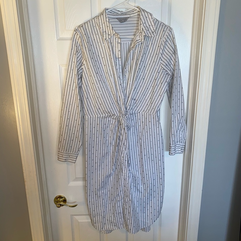 White striped dress shirt dress
